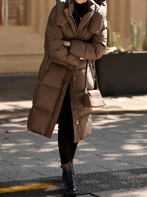 Brown long down jacket