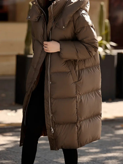 Brown long down jacket