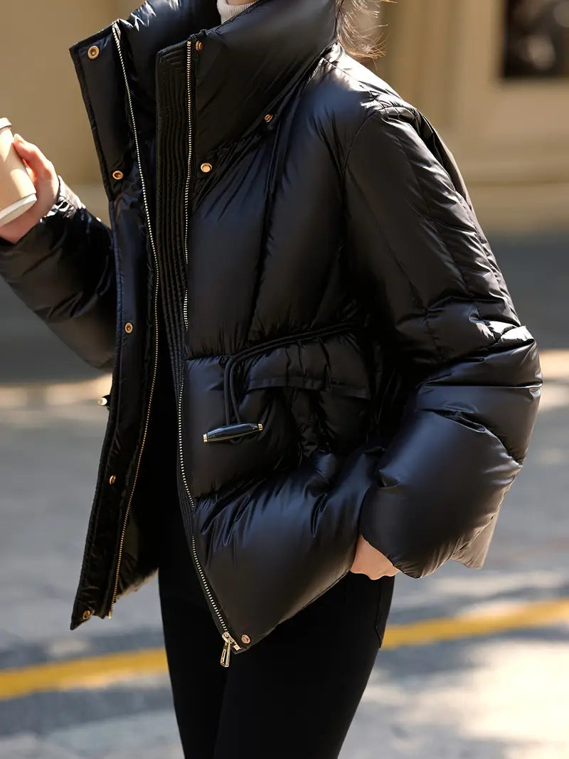 Black short down jacket