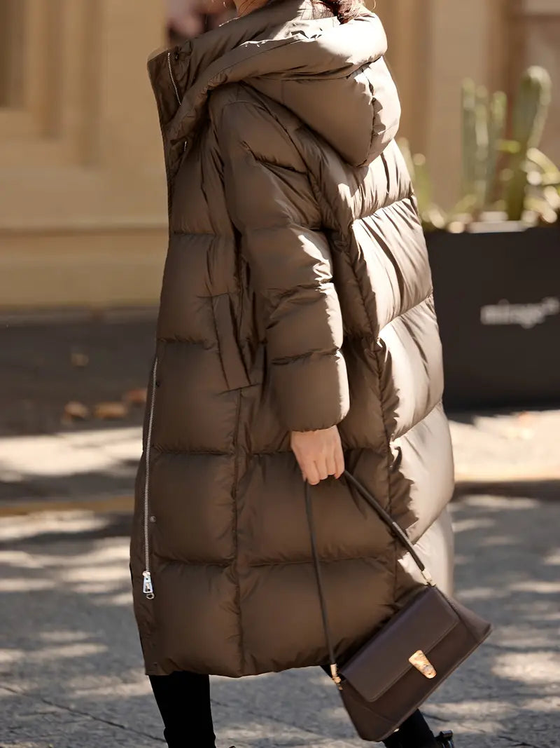 Brown long down jacket