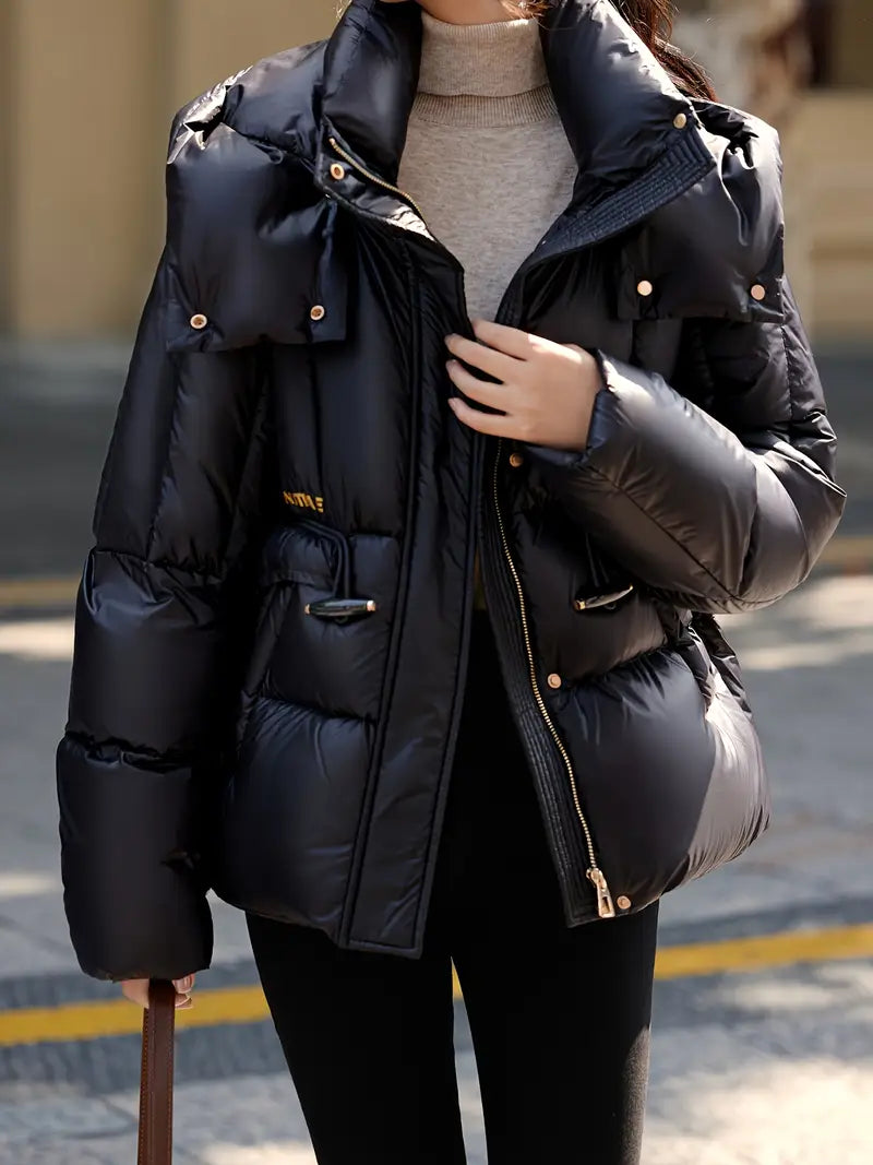 Black short down jacket