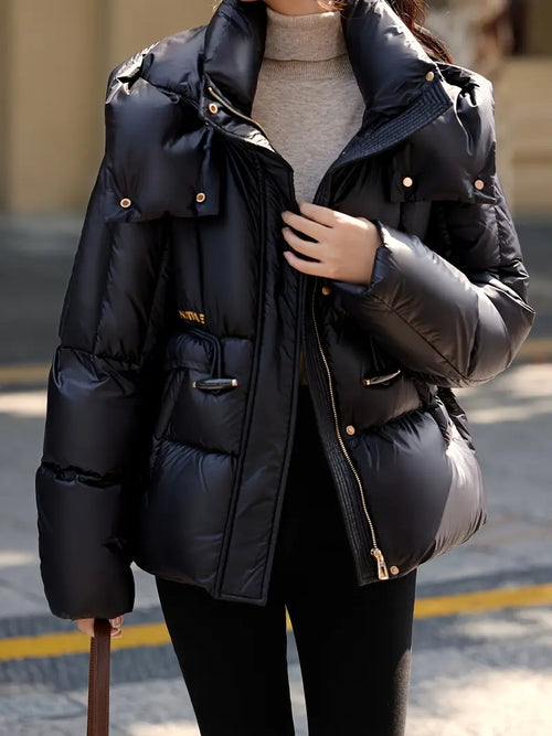 Black short down jacket