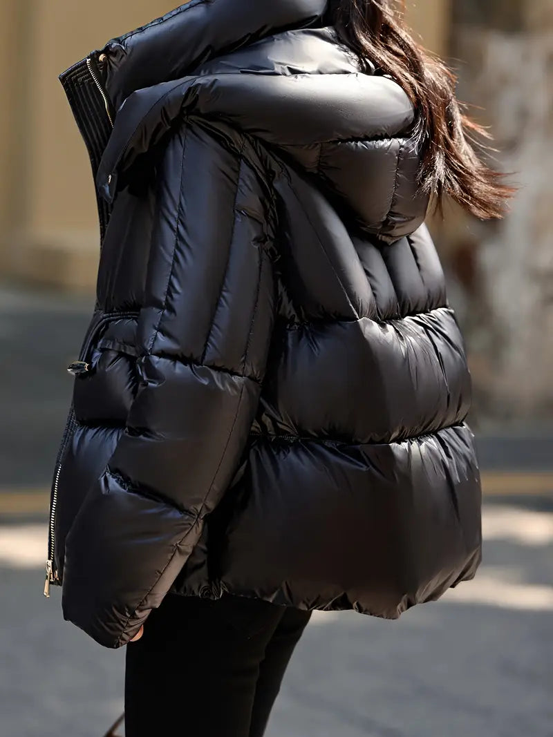 Black short down jacket